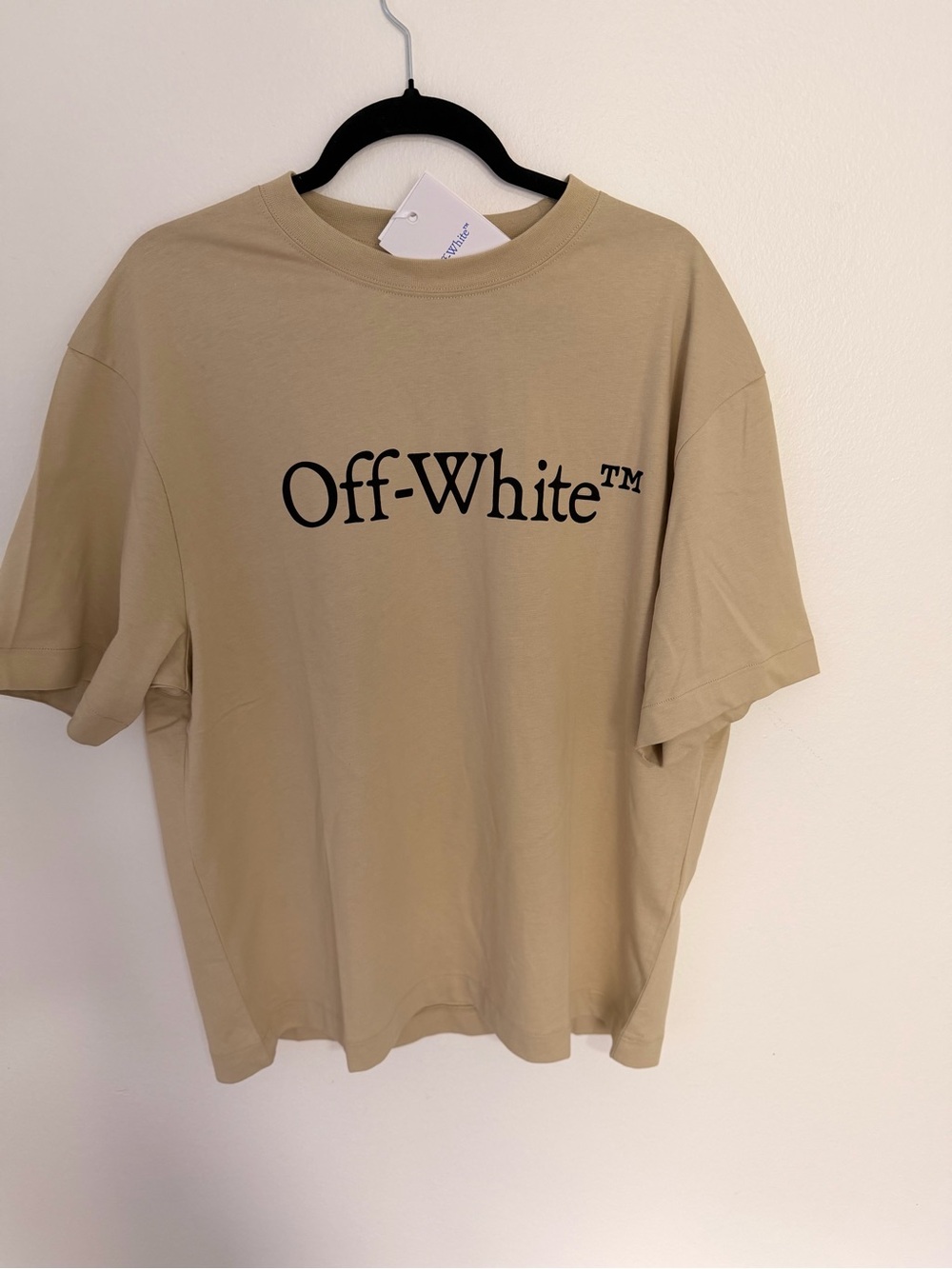 Off-White Beige Logo Short Sleeve Tee